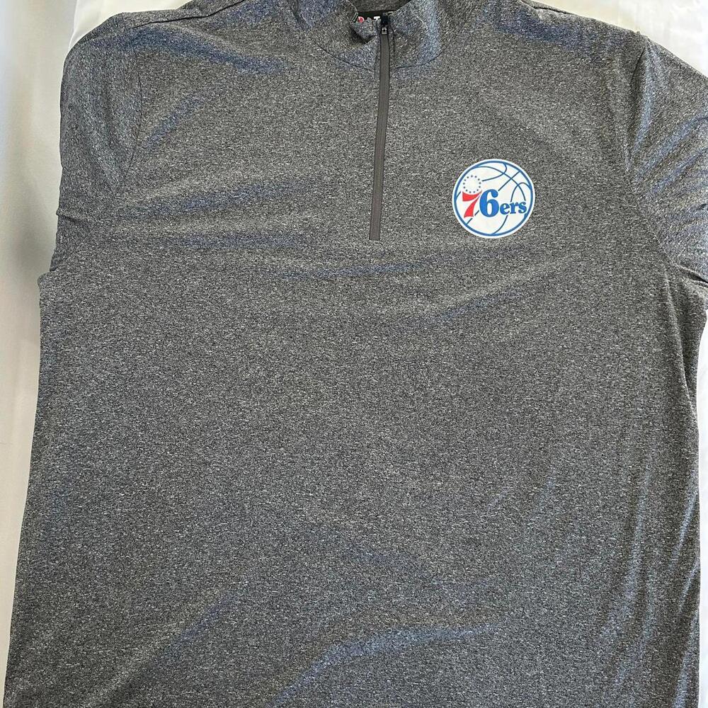 NBA Philadelphia 76ers Gray Long Sleeve Quarter-Zip Pullover - Ultra Game - XL